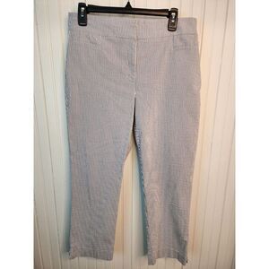 Ann Taylor Women's Cropped Seersucker Stripe Pants - Blue & White